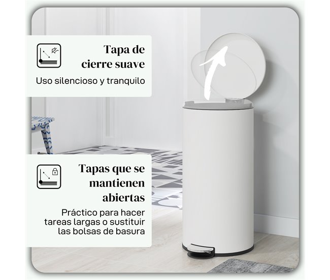 Balde de Lixo Metal e PP HOMCOM, casa - cozinha Cru
