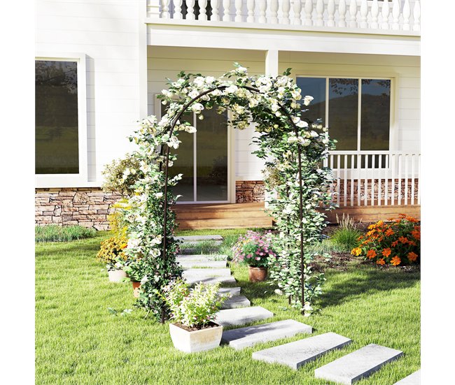 Arco para Jardim Aço Outsunny Preto