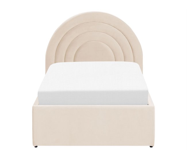 Beliani Cama com armazenamento Veludo ANET 98x218 Azul Claro