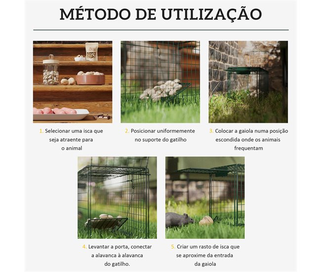 Armadilha para Animais Vivos Aço Outsunny Verde