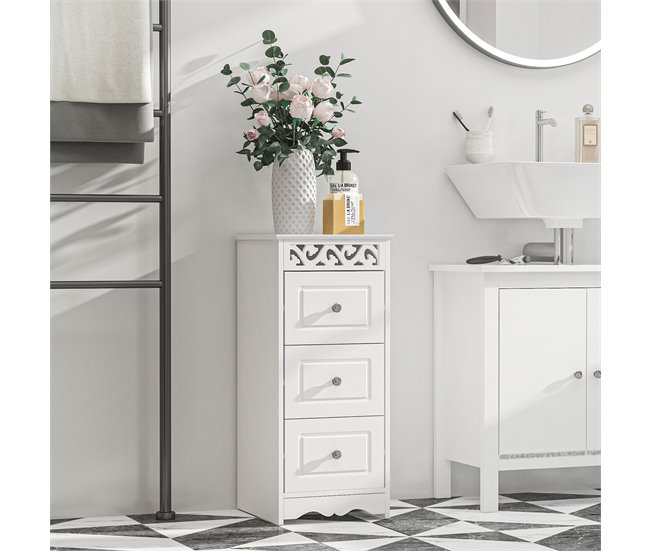 Auxiliar Casa de Banho MDF HOMCOM, casa - móveis de armazenamento Branco