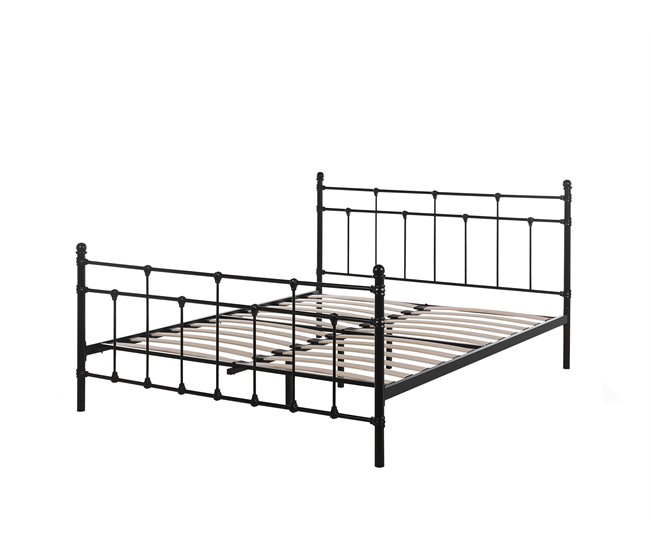 Beliani Cama com estrado Metal LYNX 161x209 Preto