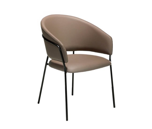 ANGEL CERDA Cadeira de couro ecológico vison escuro Nogal