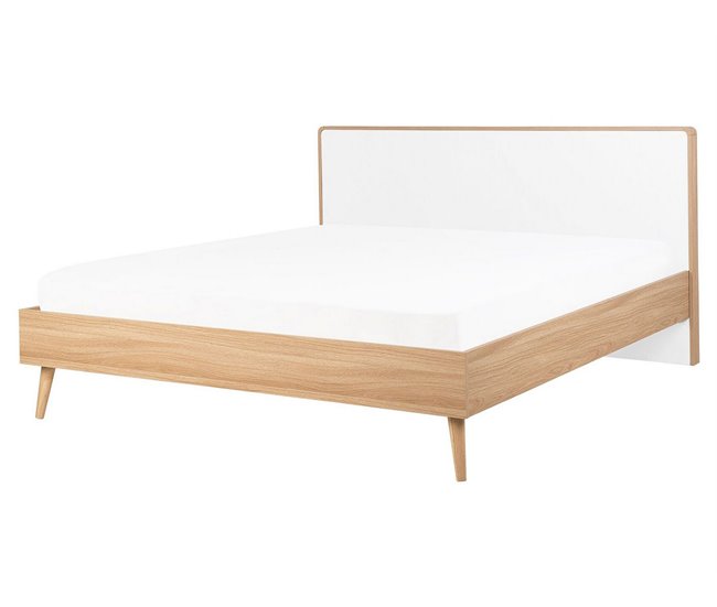 Beliani Cama com LED MDF SERRIS 168x215 Castanho