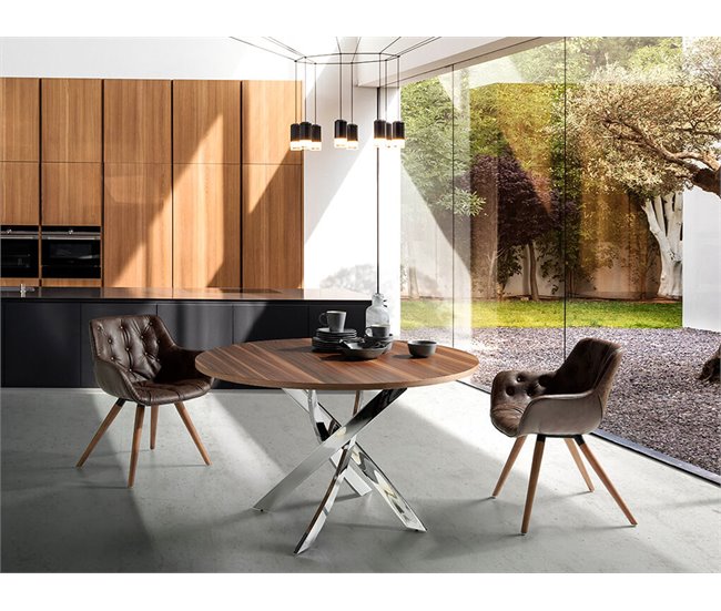 ANGEL CERDA Cadeira em couro ecológico castanho chocolate Nogal