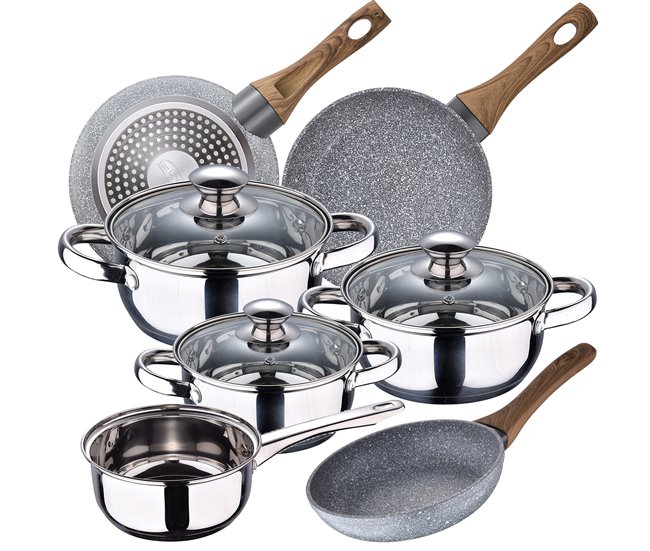 7 peças Bateria de cozinha + jogo de remendo Cromada