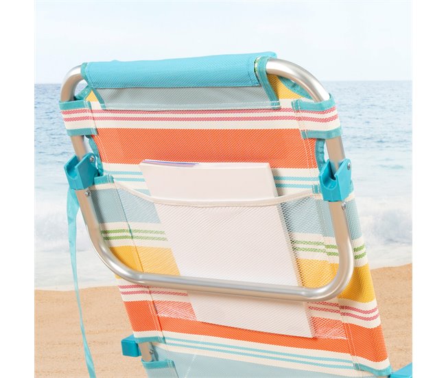Aktive Cadeira de praia dobrável, alumínio, 5 posições e bolso Multicor
