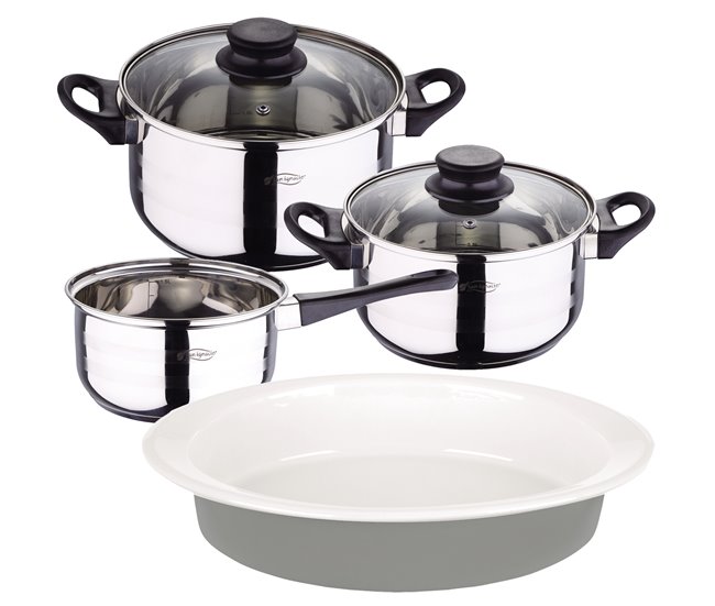 Bateria de cozinha de 5 peças Cinza