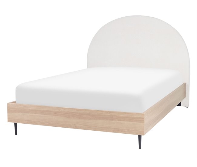 Beliani Cama com estrado Poliéster MILLAY 156x211 Branco/ Bege