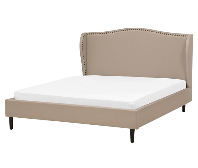 Beliani Cama com estrado Poliéster COLMAR 170x215 Areia
