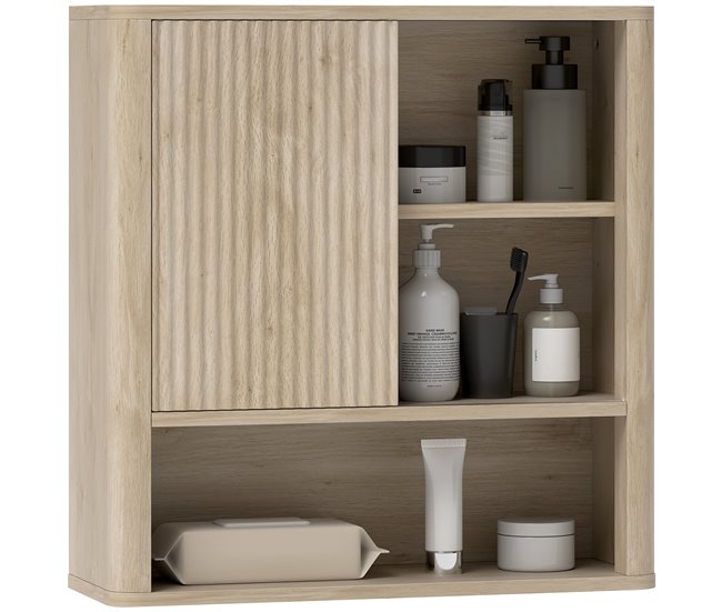 Armário de Parede Casa de Banho MDF HOMCOM, casa - casa de banho Castanho