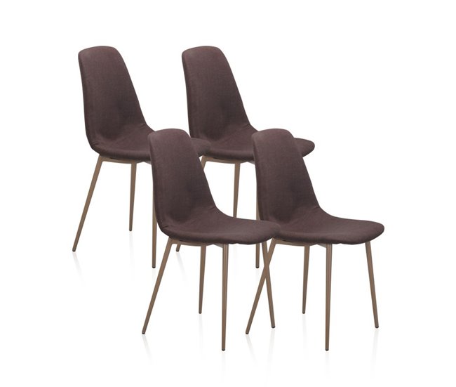  Conjunto de 4 cadeiras de jantar Cai Castanho