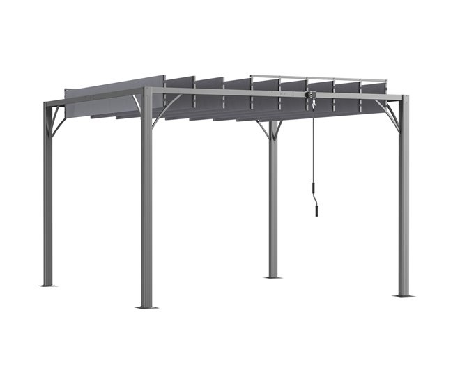 Pérgola de Exterior alumínio, aço, poliéster Outsunny Cinza