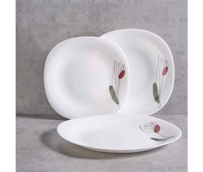 18 unidades de talheres quadrados de tulipa Branco