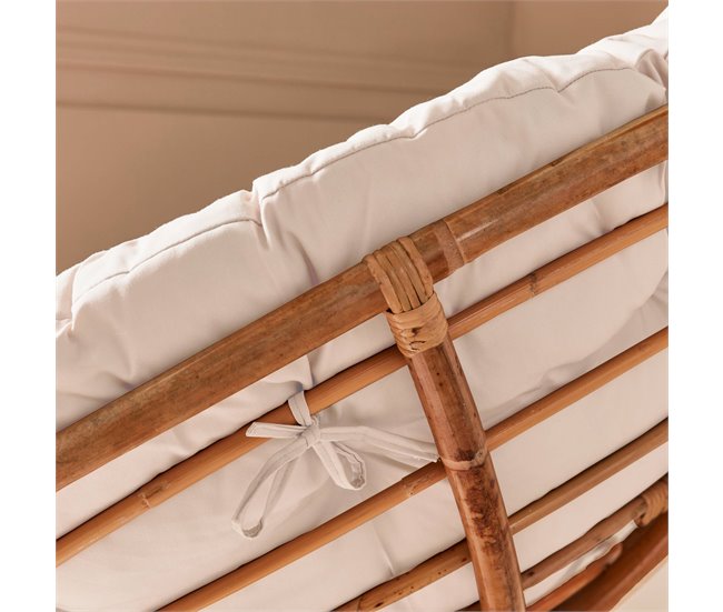 Cadeirão de vime Papasan com almofada Madeira