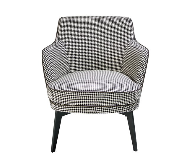 ANGEL CERDA Cadeirão estofado em tecido houndstooth Cinza