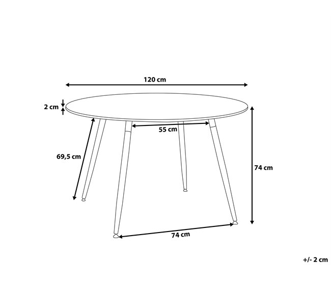 Beliani Mesa de jantar BOVIO 120x120 Preto