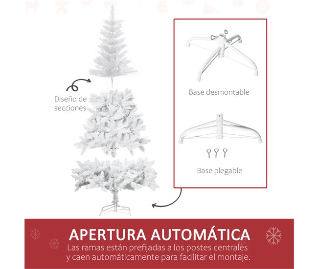 Árvore de Natal Artificial HOMCOM 830-544V02WT Branco