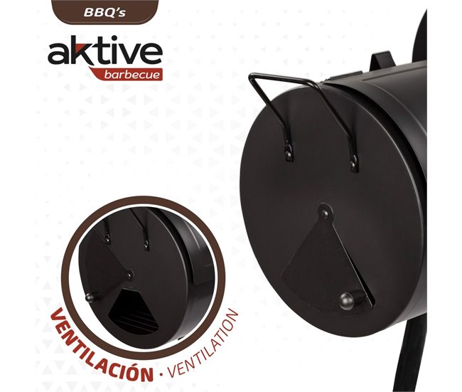 Barbecue e fumeiro a carvão portátil Aktive Preto