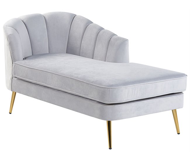 Beliani Chaise longue Veludo ALLIER Azul Marino