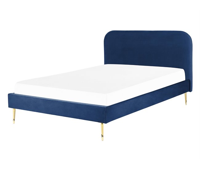 Beliani Cama com estrado Veludo FLAYAT 153x215 Amarelo