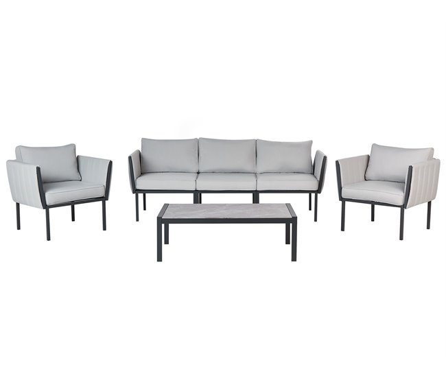 Beliani Conjunto lounge Aço SKALA Cinza Claro
