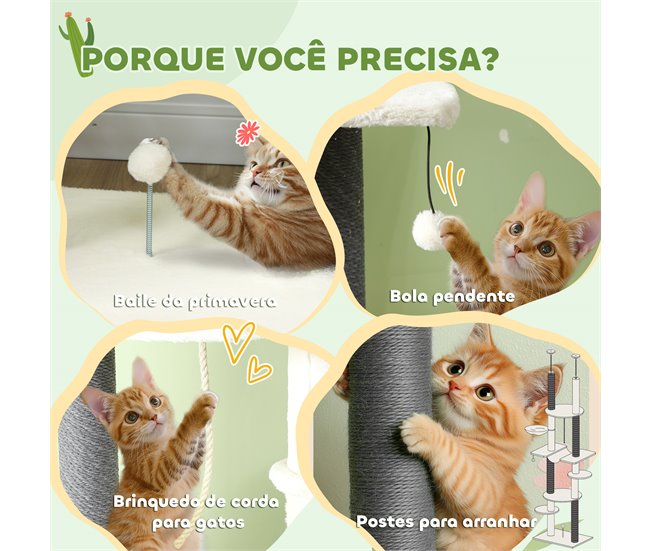 Arranhador para Gatos Aglomerado, Pelúcia e Corda de Algodão Cru