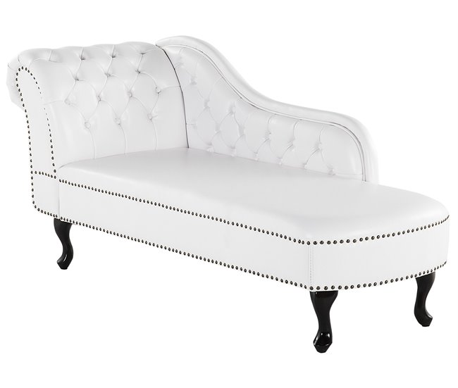 Beliani Chaise longue versão à esquerda Pele sintética NIMES Branco
