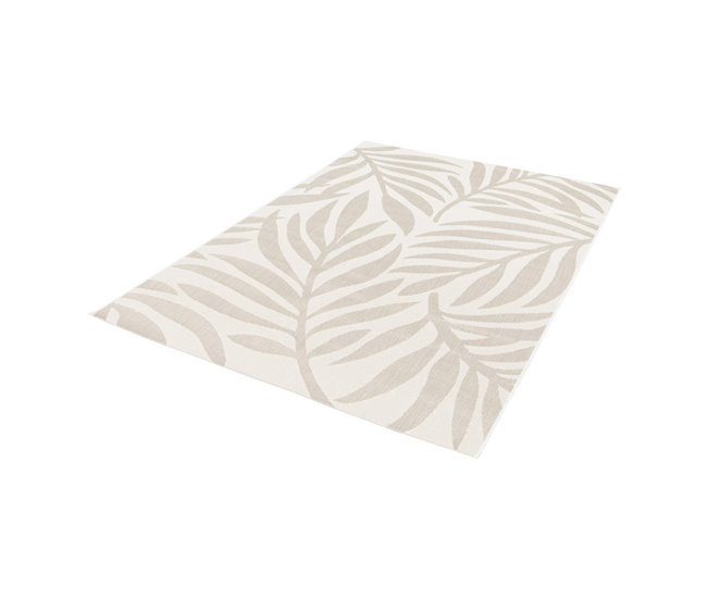 Tapete interior/exterior motivo vegetal poliéster 230x160 Bege