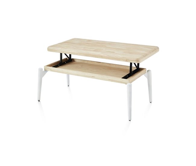 Mesa de centro elevatória Padma 120x60 Branco/ Madeira