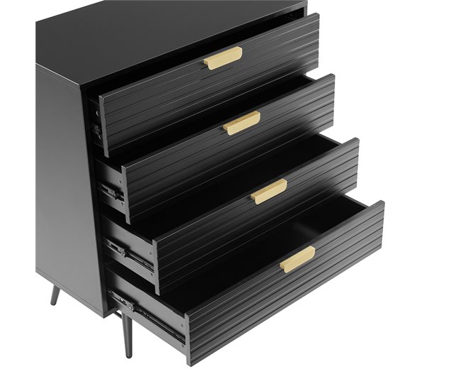 Cómoda EMILY 90x80x40cm 3 gavetas pretas Preto