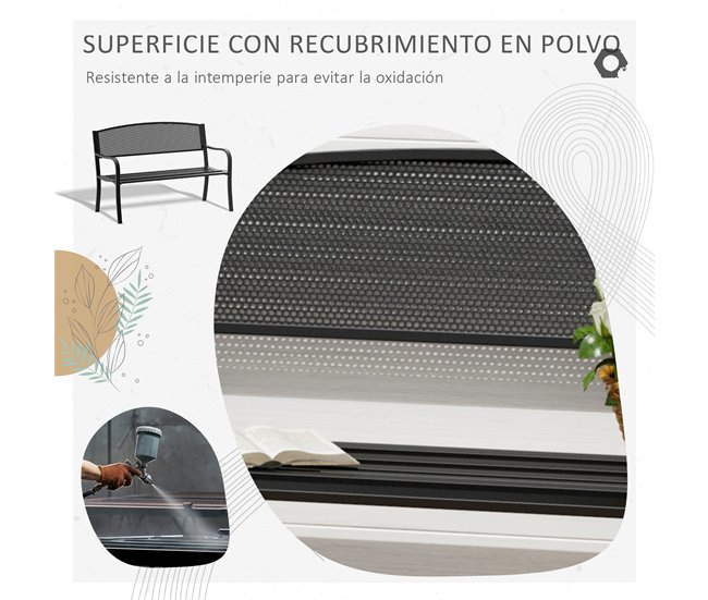 Banco de Exerior Aço Outsunny 127x60 Preto