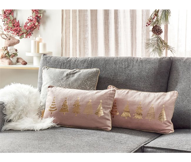 Beliani Almofada decorativa ALSOBIA Rosa