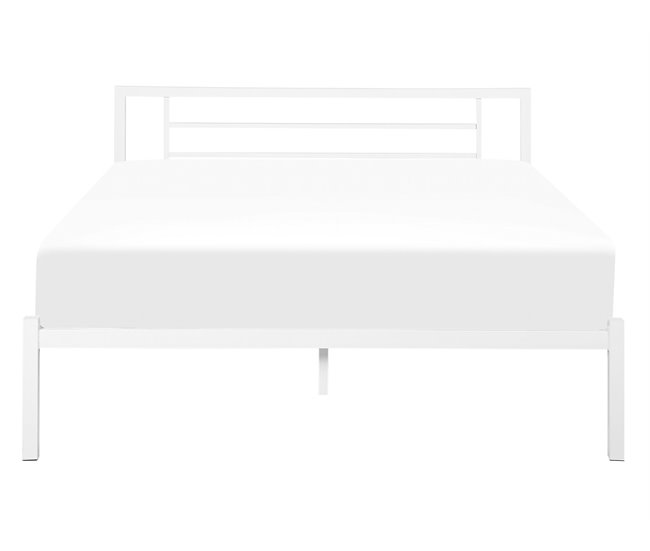 Beliani Cama com estrado Metal CUSSET 147x209 Branco