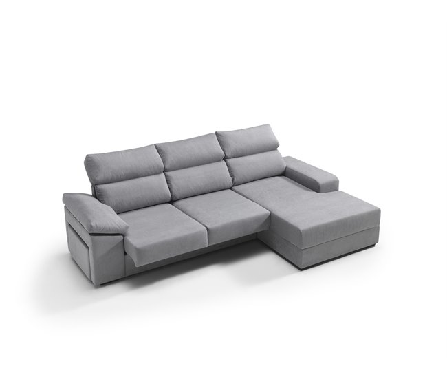 Chaise longue dereita com arrumação RUBIK Cinza