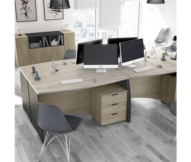 Secretária Stil Buc 3 gavetas 136x67 Cinza Escuro