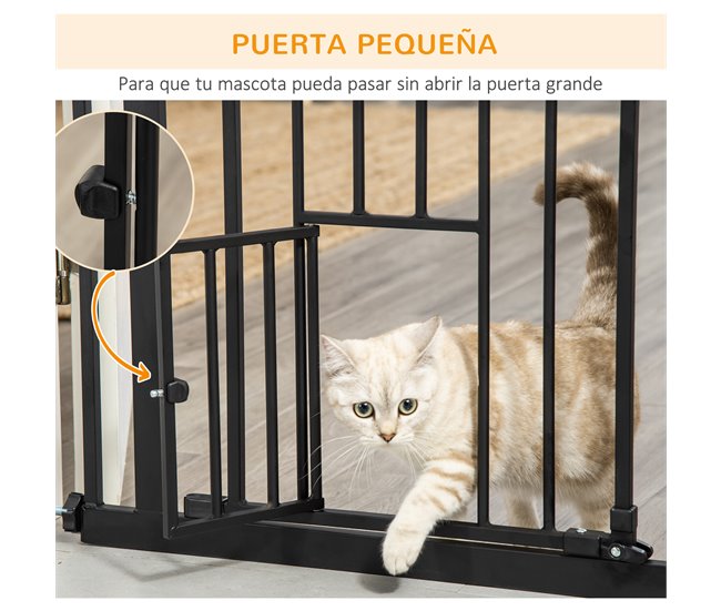 Barreira de Segurança Cães Aço e Plástico PawHut Preto