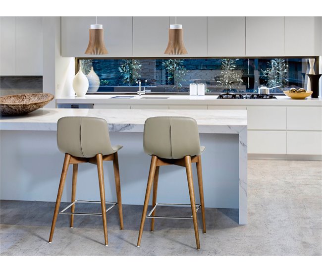 ANGEL CERDA Banco em pele ecológica cor de vison Nogal