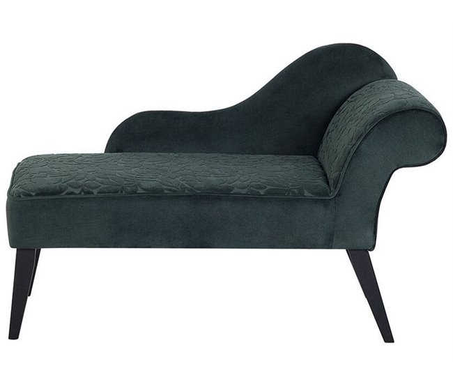 Beliani Chaise longue versão à direita Veludo BIARRITZ Verde Escuro