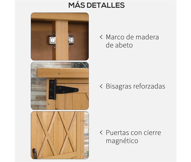 Armário de Jardim Madeira de Abeto Outsunny 75 Castanho