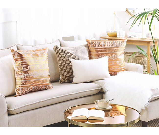 Beliani Almofada decorativa OUJDA 50x50 Bege