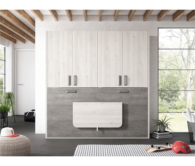 Secretária dobrável TWIN 98cm branco Cinza