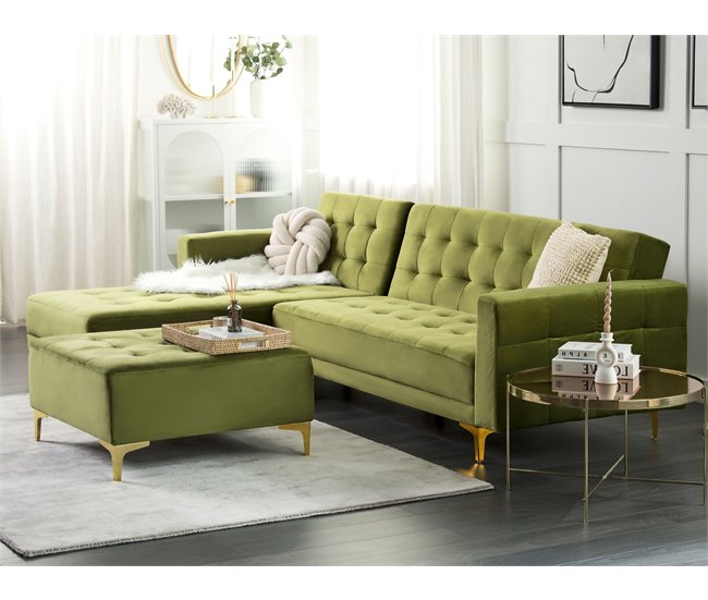 Beliani Sofá-cama Veludo ABERDEEN Verde
