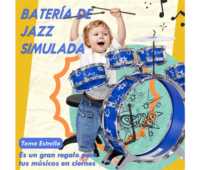 Bateria para Crianças ABS e Aço AIYAPLAY Azul