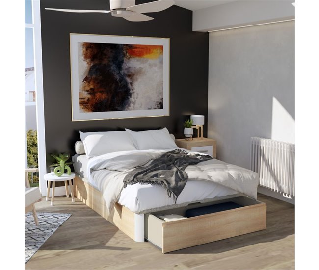 Sommier rebatível luxo S-Max 3D 135x190 Natural/ Branco