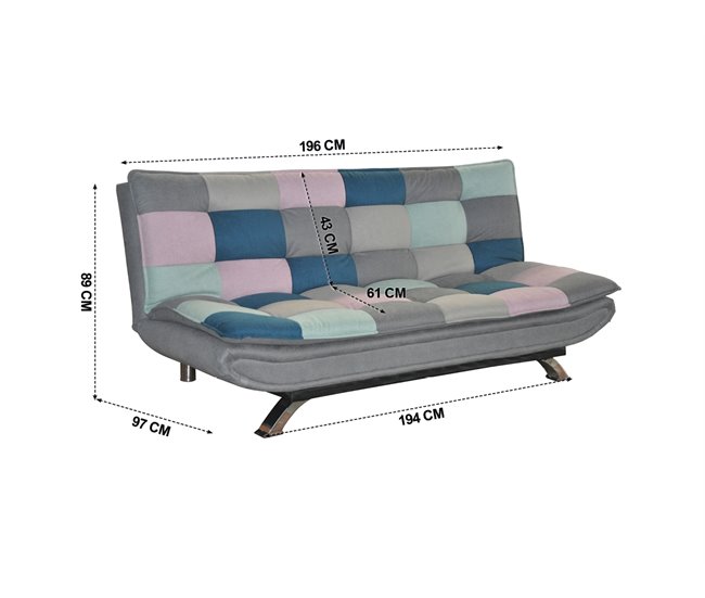 Sofá cama CERVANTES  3 lugares estampagem Estampado