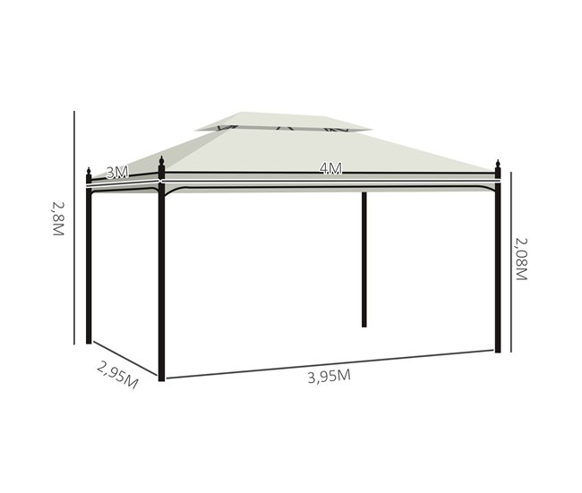 Pérgola de Jardim Aço e Poliéster Outsunny 400x300 Bege
