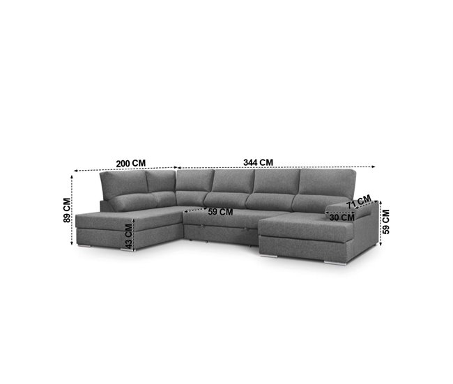 Sofá de canto com cama BARI Antracite