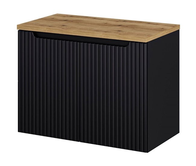 Móvel de casa de banho para lavatório Newport com 2 portas 80 Preto/ Madeira