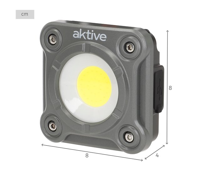 Aktive Refletor LED portátil multiuso 3 posições c/carregador USB Cinza